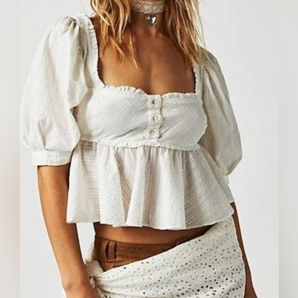 FREE PEOPLE | Leave It To Me Top in Ivory‎ white size XS